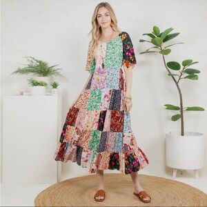 Young Threads Colorful Patchwork Maxi Dress